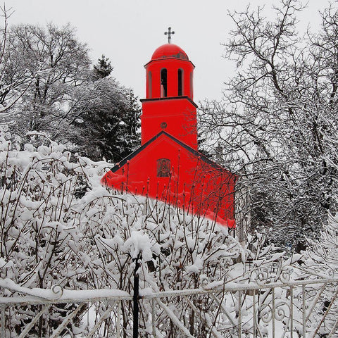 Red Winter 2 White Modern Wood Framed Art Print by Phillip, Jamie