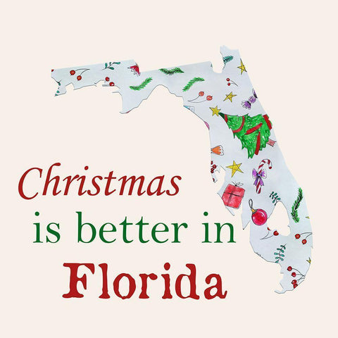 Florida Christmas White Modern Wood Framed Art Print by Phillip, Jamie