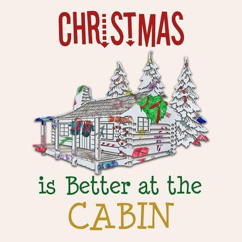 Cabin Christmas White Modern Wood Framed Art Print by Phillip, Jamie