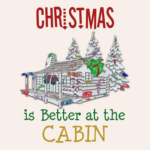 Cabin Christmas Black Ornate Wood Framed Art Print with Double Matting by Phillip, Jamie