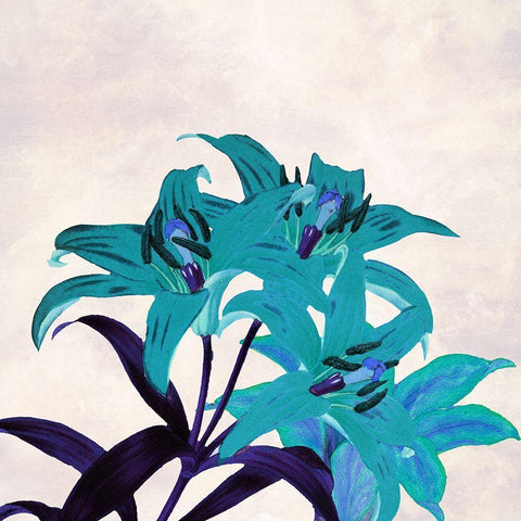 Simply Aqua Bloom Black Ornate Wood Framed Art Print with Double Matting by Phillip, Jamie