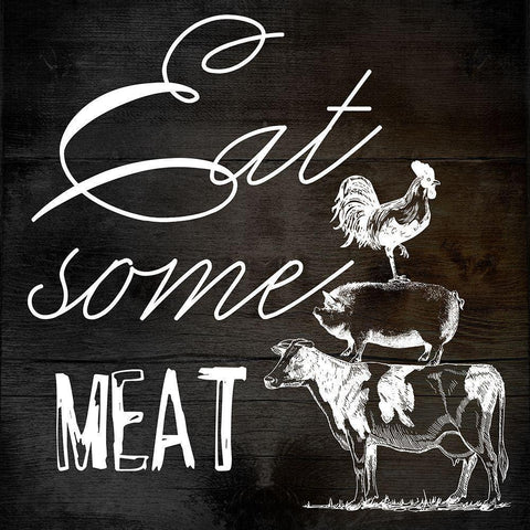 Eat Some Meat Black Modern Wood Framed Art Print with Double Matting by Phillip, Jamie