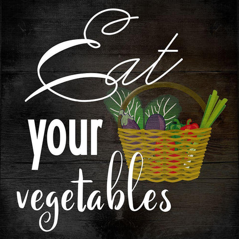 Eat Your Vegetables Black Ornate Wood Framed Art Print with Double Matting by Phillip, Jamie