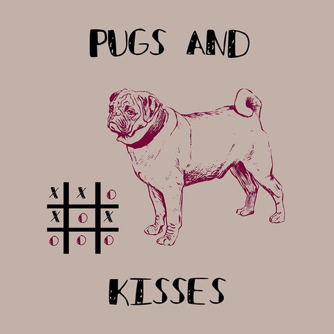 Pugs And Kisses Gold Ornate Wood Framed Art Print with Double Matting by Phillip, Jamie