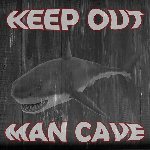 Man Cave Keep Out White Modern Wood Framed Art Print with Double Matting by Phillip, Jamie