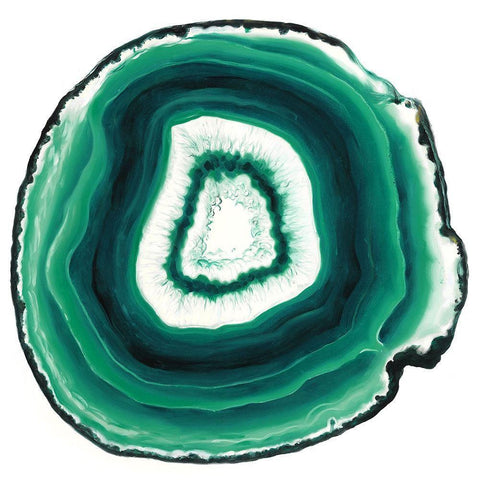 Agate Slice Green White Modern Wood Framed Art Print with Double Matting by Urban Road