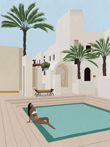 Poolside Paige White Modern Wood Framed Art Print with Double Matting by Urban Road