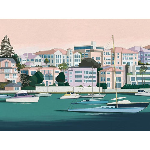 Yacht Club Canvas Art Print Gold Ornate Wood Framed Art Print with Double Matting by Urban Road