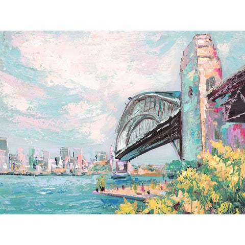 Harbour Bridge Black Modern Wood Framed Art Print with Double Matting by Urban Road