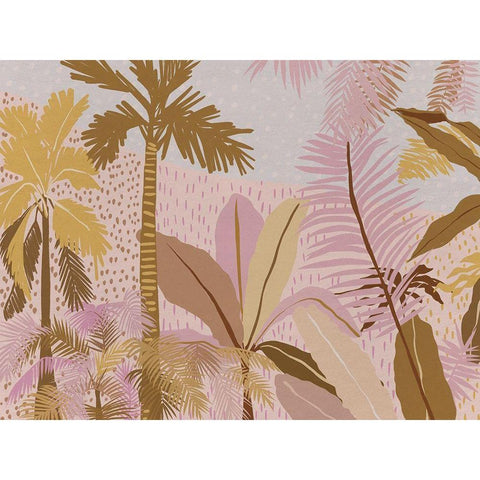 Pink Palms White Modern Wood Framed Art Print by Urban Road