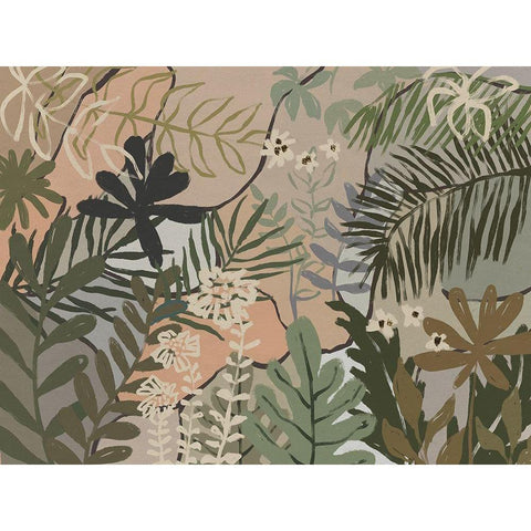 Jungle Florals Gold Ornate Wood Framed Art Print with Double Matting by Urban Road