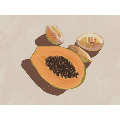 Oh my Papaya! Gold Ornate Wood Framed Art Print with Double Matting by Urban Road