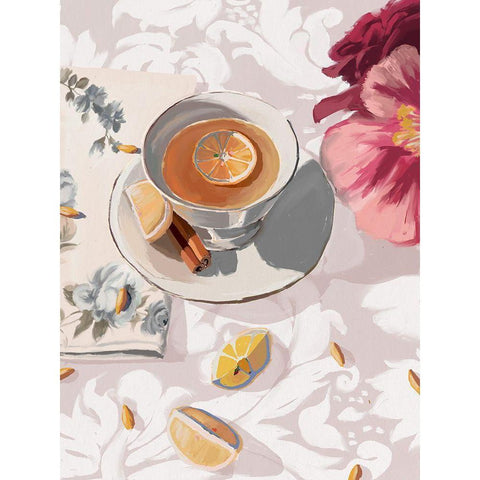 A Cup of Tea White Modern Wood Framed Art Print by Urban Road