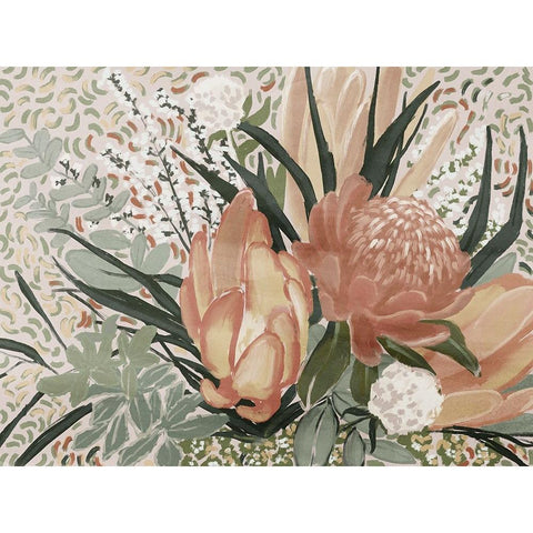 Floral Blush II Black Modern Wood Framed Art Print with Double Matting by Urban Road