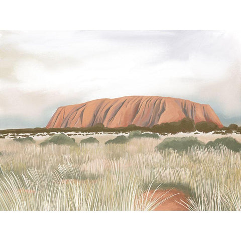 Uluru Black Modern Wood Framed Art Print with Double Matting by Urban Road