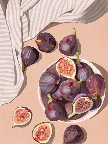 Fresh Figs White Modern Wood Framed Art Print with Double Matting by Urban Road