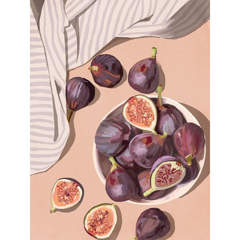 Fresh Figs Black Modern Wood Framed Art Print with Double Matting by Urban Road