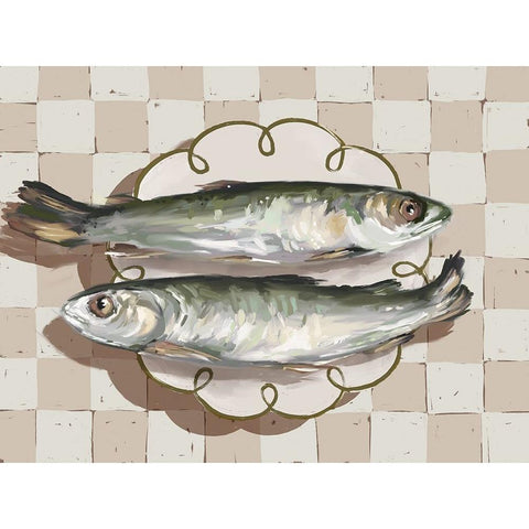 Catch of the Day Neutral Gold Ornate Wood Framed Art Print with Double Matting by Urban Road