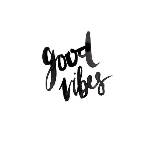 Good Vibes Poster Black Modern Wood Framed Art Print with Double Matting by Urban Road