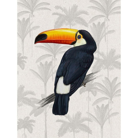 Tropical Toucan Poster Black Modern Wood Framed Art Print with Double Matting by Urban Road