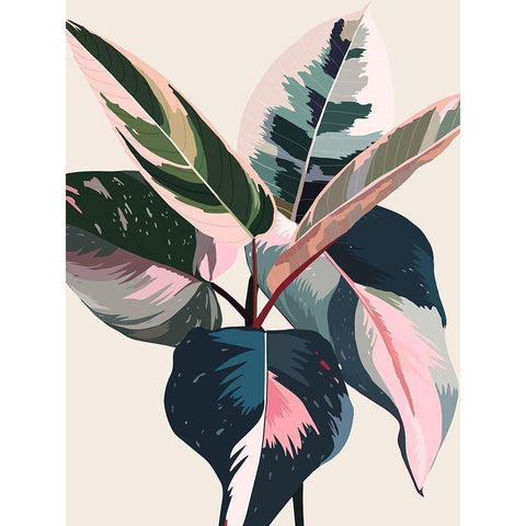 Pink Ficus Poster White Modern Wood Framed Art Print by Urban Road