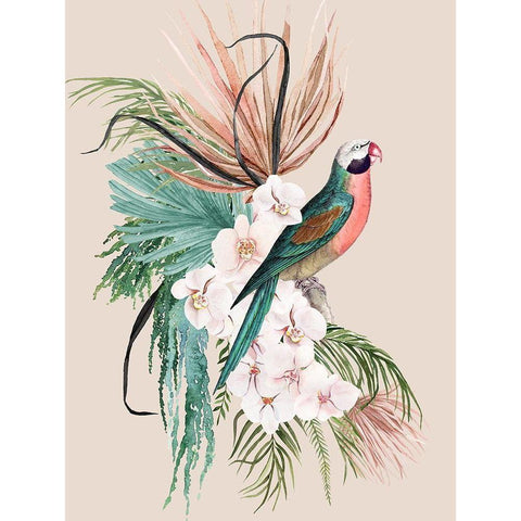 Parrot Oasis Poster Gold Ornate Wood Framed Art Print with Double Matting by Urban Road