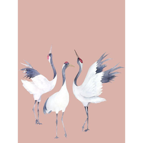 Cranes Poster Black Modern Wood Framed Art Print with Double Matting by Urban Road