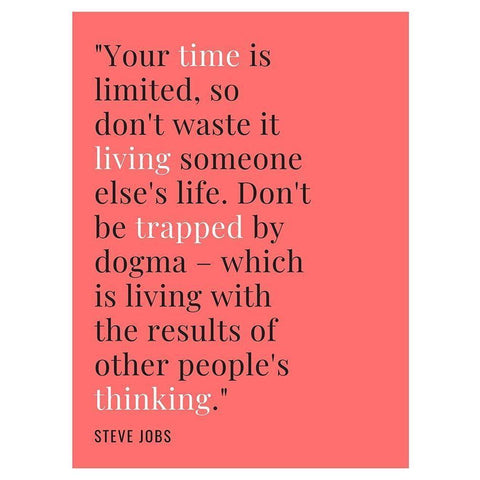 Steve Jobs Quote: Time is Limited Black Modern Wood Framed Art Print with Double Matting by ArtsyQuotes