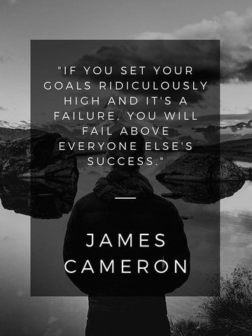 James Cameron Quote: Fail Above Everyone White Modern Wood Framed Art Print with Double Matting by ArtsyQuotes