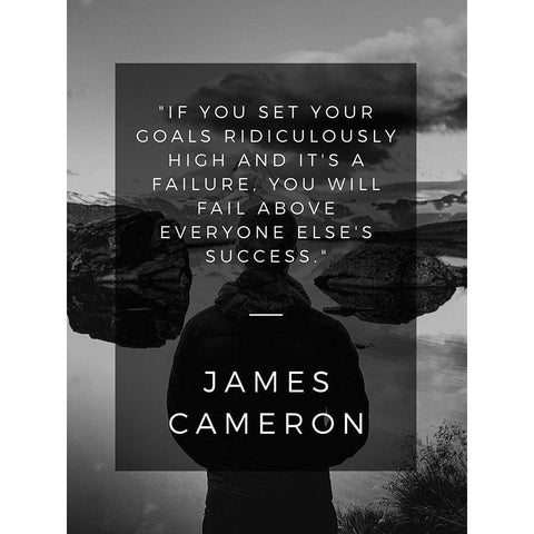James Cameron Quote: Fail Above Everyone Gold Ornate Wood Framed Art Print with Double Matting by ArtsyQuotes