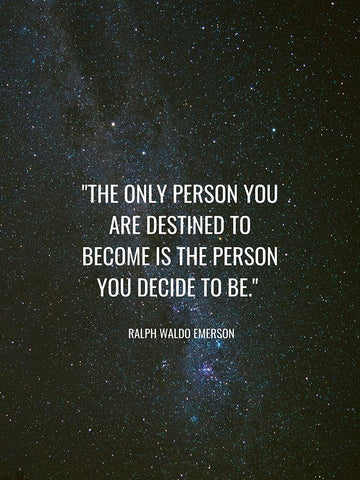 Ralph Waldo Emerson Quote: Destined to Become Black Ornate Wood Framed Art Print with Double Matting by ArtsyQuotes