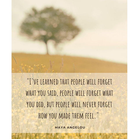 Maya Angelou Quote: People Will Forget Black Modern Wood Framed Art Print with Double Matting by ArtsyQuotes