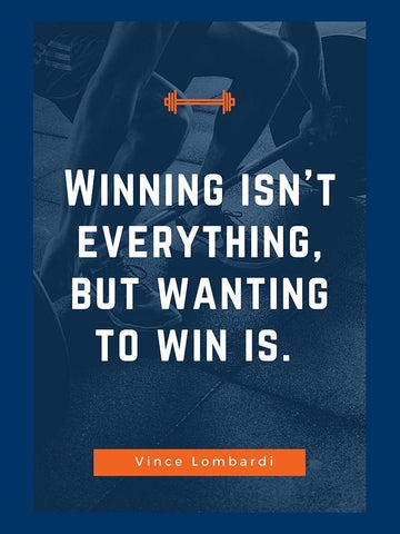 Vince Lombardi Quote: Wanting to Win Black Ornate Wood Framed Art Print with Double Matting by ArtsyQuotes