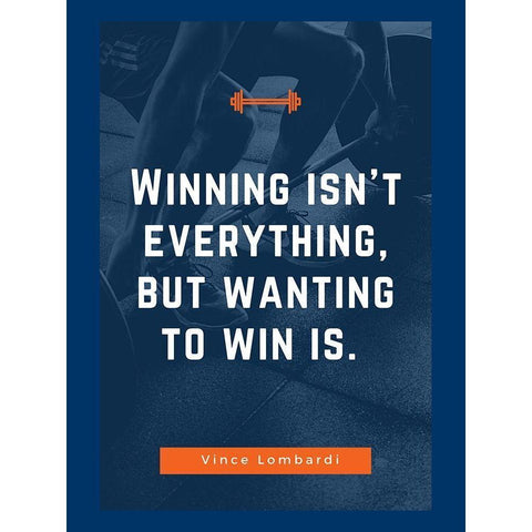 Vince Lombardi Quote: Wanting to Win White Modern Wood Framed Art Print by ArtsyQuotes