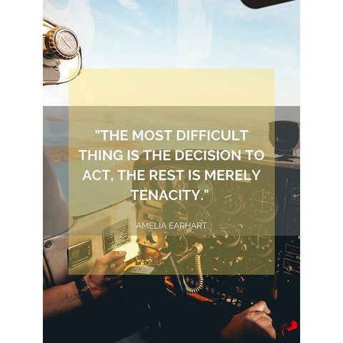 Amelia Earhart Quote: Tenacity Black Modern Wood Framed Art Print by ArtsyQuotes