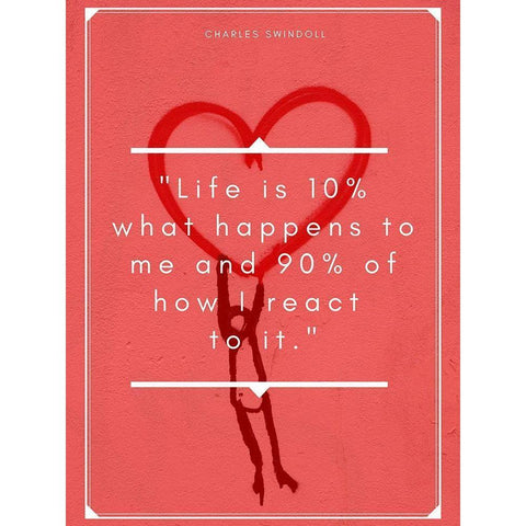 Charles R. Swindoll Quote: Life is Ten Percent Black Modern Wood Framed Art Print with Double Matting by ArtsyQuotes