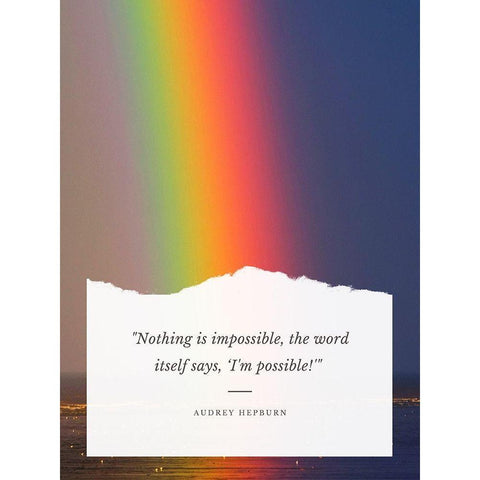 Audrey Hepburn Quote: Im Possible Black Modern Wood Framed Art Print by ArtsyQuotes