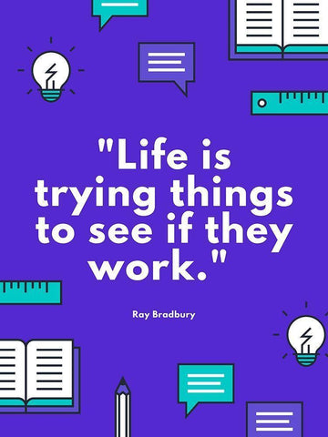 Ray Bradbury Quote: See if They Work White Modern Wood Framed Art Print with Double Matting by ArtsyQuotes