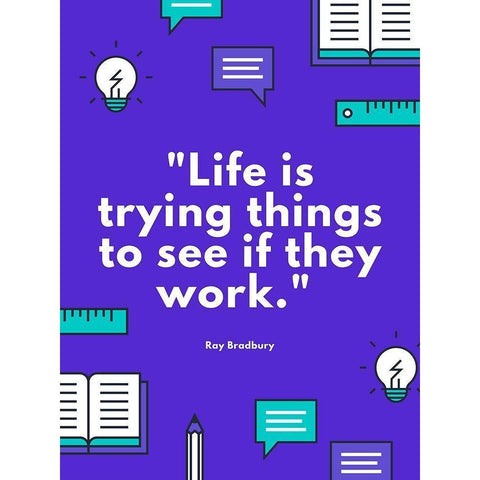 Ray Bradbury Quote: See if They Work Black Modern Wood Framed Art Print with Double Matting by ArtsyQuotes