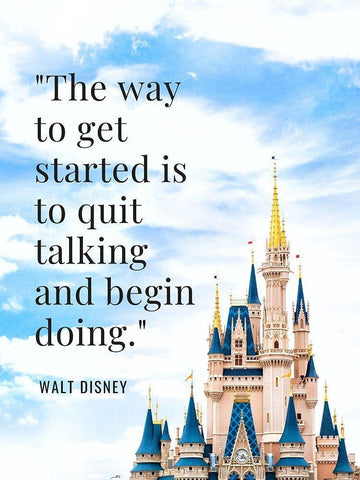 Walt Disney Quote: Begin Doing White Modern Wood Framed Art Print with Double Matting by ArtsyQuotes