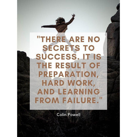 Colin Powell Quote: No Secrets to Success White Modern Wood Framed Art Print by ArtsyQuotes