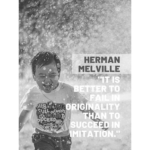 Herman Melville Quote: Succeed in Imitation Black Modern Wood Framed Art Print with Double Matting by ArtsyQuotes