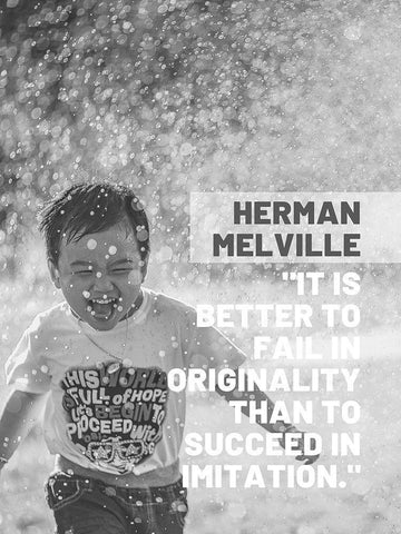 Herman Melville Quote: Succeed in Imitation Black Ornate Wood Framed Art Print with Double Matting by ArtsyQuotes