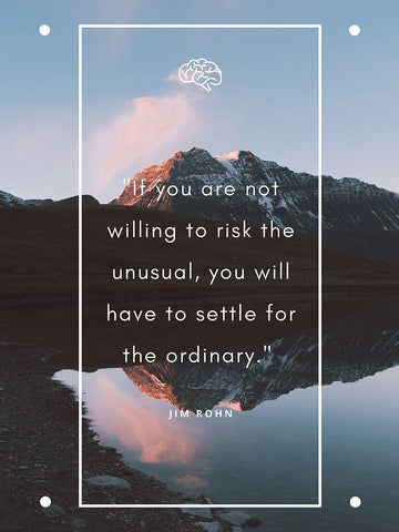 Jim Rohn Quote: Settle for the Ordinary White Modern Wood Framed Art Print with Double Matting by ArtsyQuotes