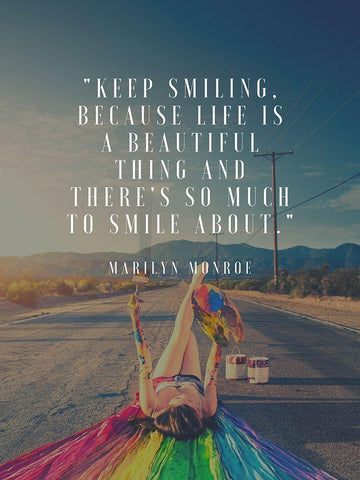 Marilyn Monroe Quote: Keep Smiling Black Ornate Wood Framed Art Print with Double Matting by ArtsyQuotes