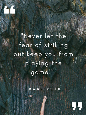 Babe Ruth Quote: Striking Out Black Ornate Wood Framed Art Print with Double Matting by ArtsyQuotes