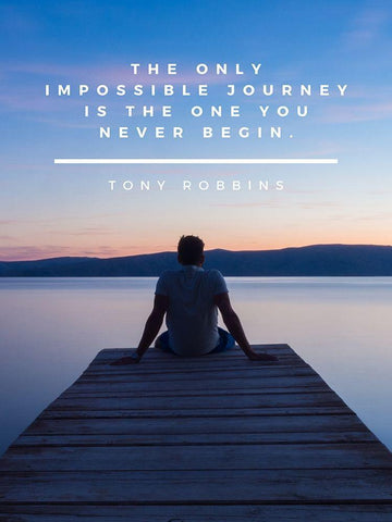 Tony Robbins Quote: Impossible Journey Black Ornate Wood Framed Art Print with Double Matting by ArtsyQuotes