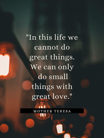 Mother Teresa Quote: In This Life Black Ornate Wood Framed Art Print with Double Matting by ArtsyQuotes