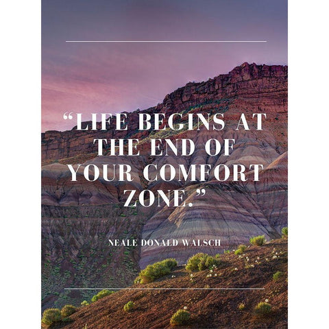 Neale Donald Walsch Quote: Comfort Zone White Modern Wood Framed Art Print by ArtsyQuotes