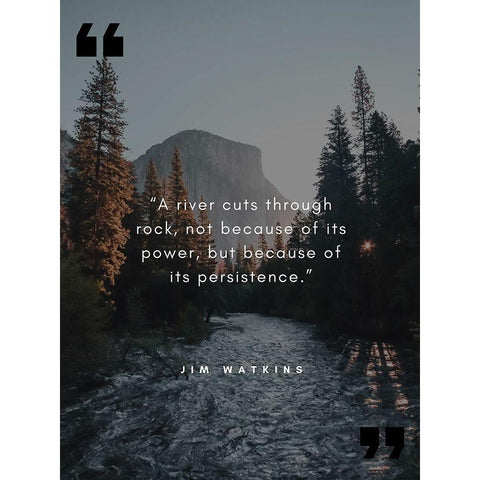 Jim Watkins Quote: Persistence White Modern Wood Framed Art Print by ArtsyQuotes